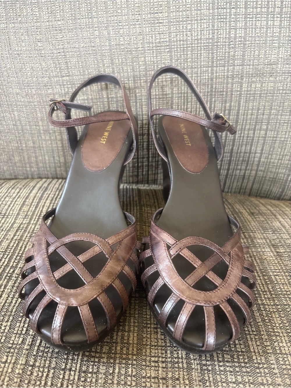 Nine West Brown Leather Slingback Sandals